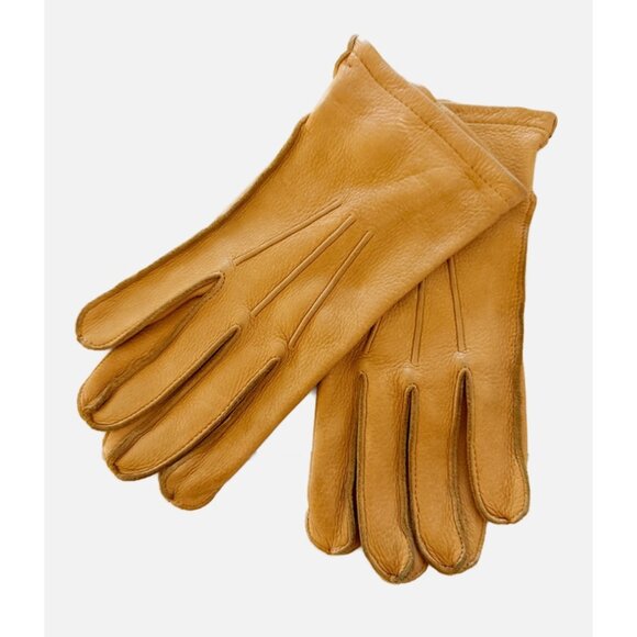 Vtg L.L. Bean Sta-Soft Deerskin Leather Gloves Small Tan Strap Buckle USA M/7 - Picture 7 of 7